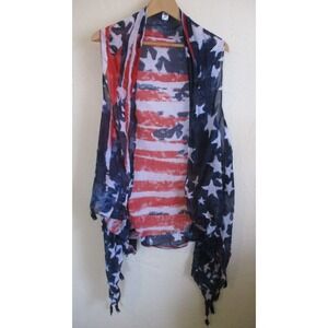 Trails Clothing American Flag Kimono One Size Tasseled Edge